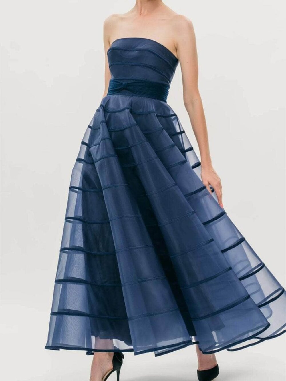 NWT Hynes Park M561 Prom Strapless Gown Navy Size 4